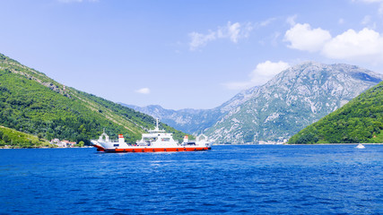 Ferry in the Boko-Kotor Bay, Montenegro