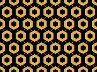 Abstract geometric background. Hexagonal mesh with embedded cells. Vector seamless illustration. Rhythmic repeating pattern. Modern style for geometric templates