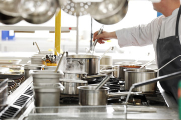 Professional kitchen in a restaurant
