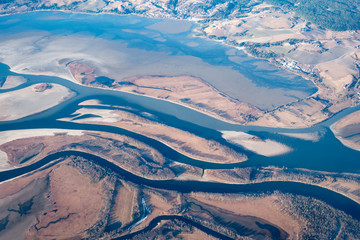 aerial view of earth river delta