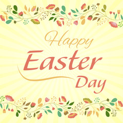 Happy Easter On The Background With Flowers