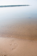 Scenic Footprints In Beach Sand Lake Michigan