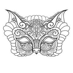 Vector Beautiful Masquerade Mask Cat. Isolated Object On White Background