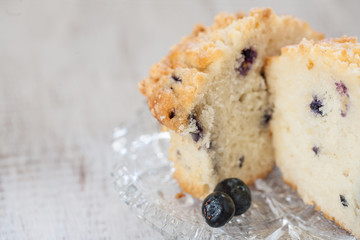 Blueberry Muffin Cut In Half Close Up