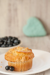 Blueberry Muffin With Heart In Background