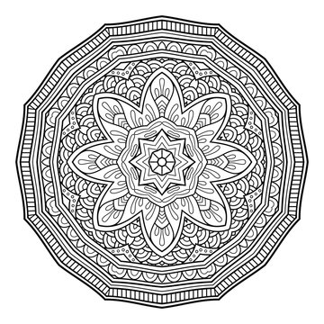 Vector Beautiful Deco Mandala. Circle Abstract Object Isolated On White Background. Ethnic Decorative Element