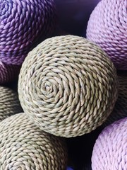 Obraz premium A collection of natural rattan woven balls