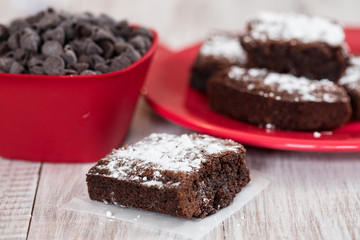 Brownies with Chocolate Chips in A Bowl
