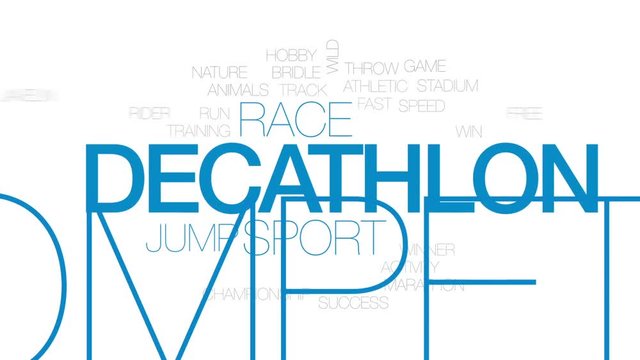 Decathlon animated word cloud, text design animation.  Kinetic typography.