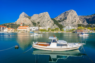 Coastal town Omis. / Scenic view at coastal town Omis, picturesque summer touristic place on...