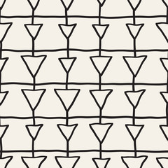 Vector Seamless Childlike Pattern. Monochrome Hand Drawn Geometric Shapes Texture