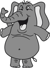 lustiger lachender comic cartoon elefant glücklich gemalt süß niedlich klein dick