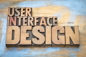 User interface design word abstract in wood type