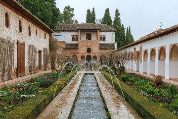 Fototapeta na wymiar Patio de la Acequia in Generalife, Granada, Spain
