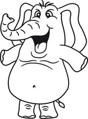 lustiger lachender comic cartoon elefant glücklich gemalt süß niedlich klein dick