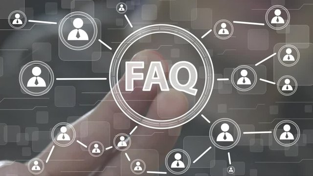 Businessman presses button FAQ network online