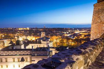 Obraz premium Night time panorama of Vilnius, Lithuania
