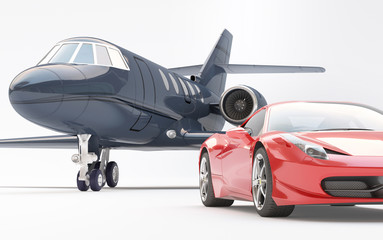 Jet privato e auto di lusso