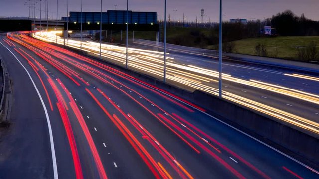 UK, England, London, M25 Motorway, DAY to NIGHT Time-lapse