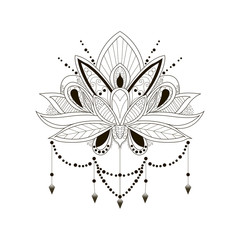 Vector ornament lotus. tattoo