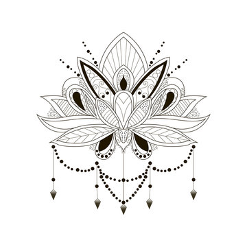 Vector ornament lotus. tattoo