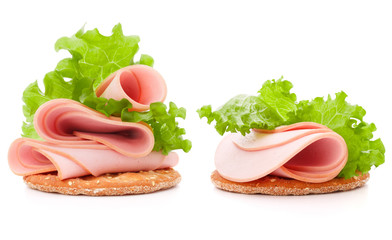 sandwich with pork ham on white background  cutout