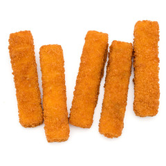 Crispy Fish fingers isolated on white background