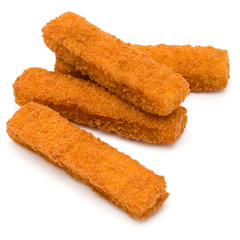 Crispy Fish fingers isolated on white background