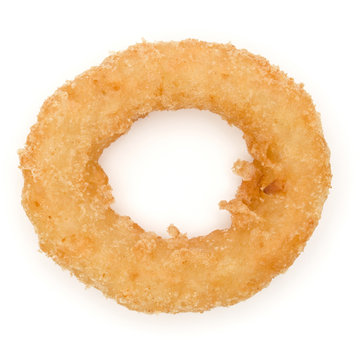 Crispy Deep Fried Onion Or Calamari Ring Isolated On White Background