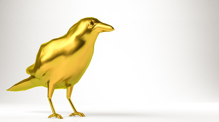 golden 3d rendering of an animal isolated on white