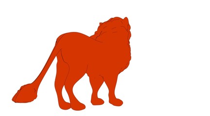 outlined lion isolated on white 3d rendering