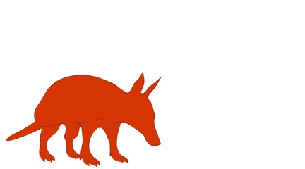 outlined animal isolated on white 3d rendering