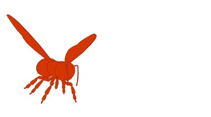 outlined bee isolated on white 3d rendering