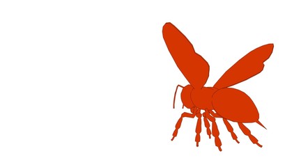 outlined bee isolated on white 3d rendering