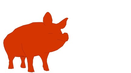 outlined pigl isolated on white 3d rendering