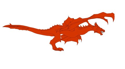 outlined dragonl isolated on white 3d rendering