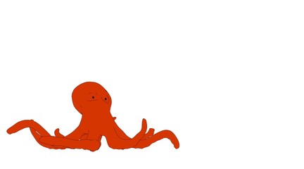 outlined octopus isolated on white 3d rendering
