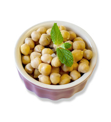 Garbanzo beans in ceramic bowl