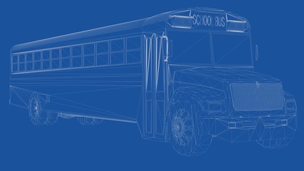 3d rendering of an outlined bus