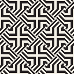 Repeating Geometric Stripes Tiling. Vector Seamless Monochrome Pattern