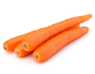 Sweet raw carrot tuber isolated on white background cutout