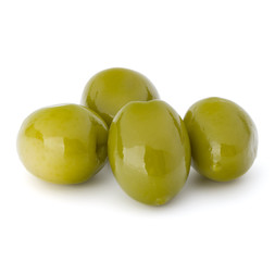 Green olives fruits isolated on white background cutout