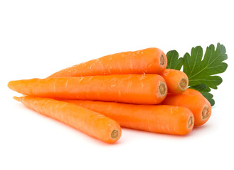 Sweet raw carrot tuber isolated on white background cutout