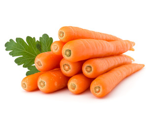Sweet raw carrot tuber isolated on white background cutout