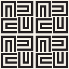 Repeating Geometric Stripes Tiling. Vector Seamless Monochrome Pattern