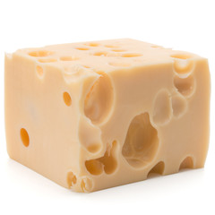 Cheese block isolated on white background cutout