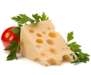 Cheese block isolated on white background cutout