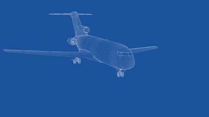 3d rendering of an outlined airplane