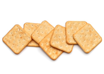 Dry cracker cookies isolated on white background cutout