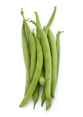 Green beans handful isolated on white background cutout
